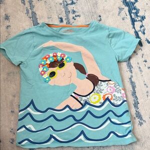 Mini Boden Aqua Swim Rashguard with Swimmer Graphic